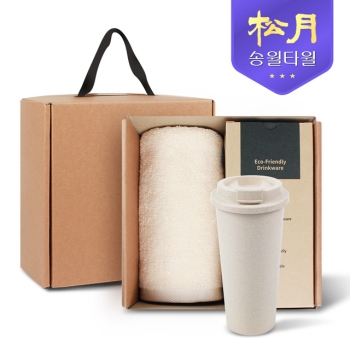 [송월타올] 리빙 기프트세트 11 뉴베이직 타올 130g * 1P + 커피텀블러 630ml 1P